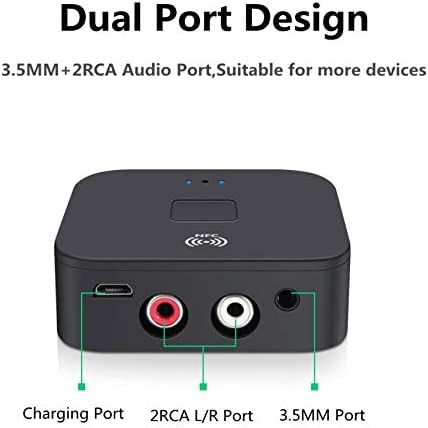 Bluetooth Receiver For Home Stereo Rca, 3.5Mm Aux Wireless Audio Adapter For Home And Car Stereo System,Nfc Enabled