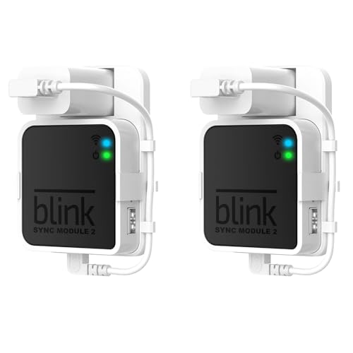 Outlet Wall Mount For Blink Sync Module 2, Mount Bracket Holder For Bink Ourdoor Indoor Camera Security With No Messy Easy To Move (White 2 Pack)