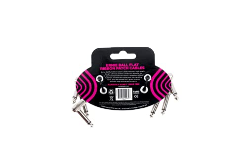 Ernie Ball Flat Ribbon Patch Cable 3 Pack, 3In, White (P06384)