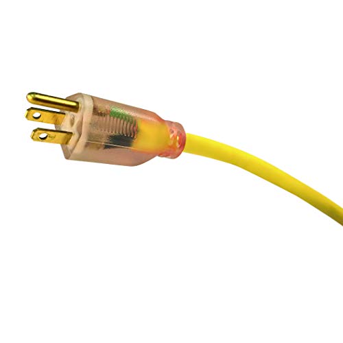 U.S. Wire 25 Ft. Power On Illuminated Plug Temp Flex 35 Cord, Yellow, 300V, Sjtw A 12/3