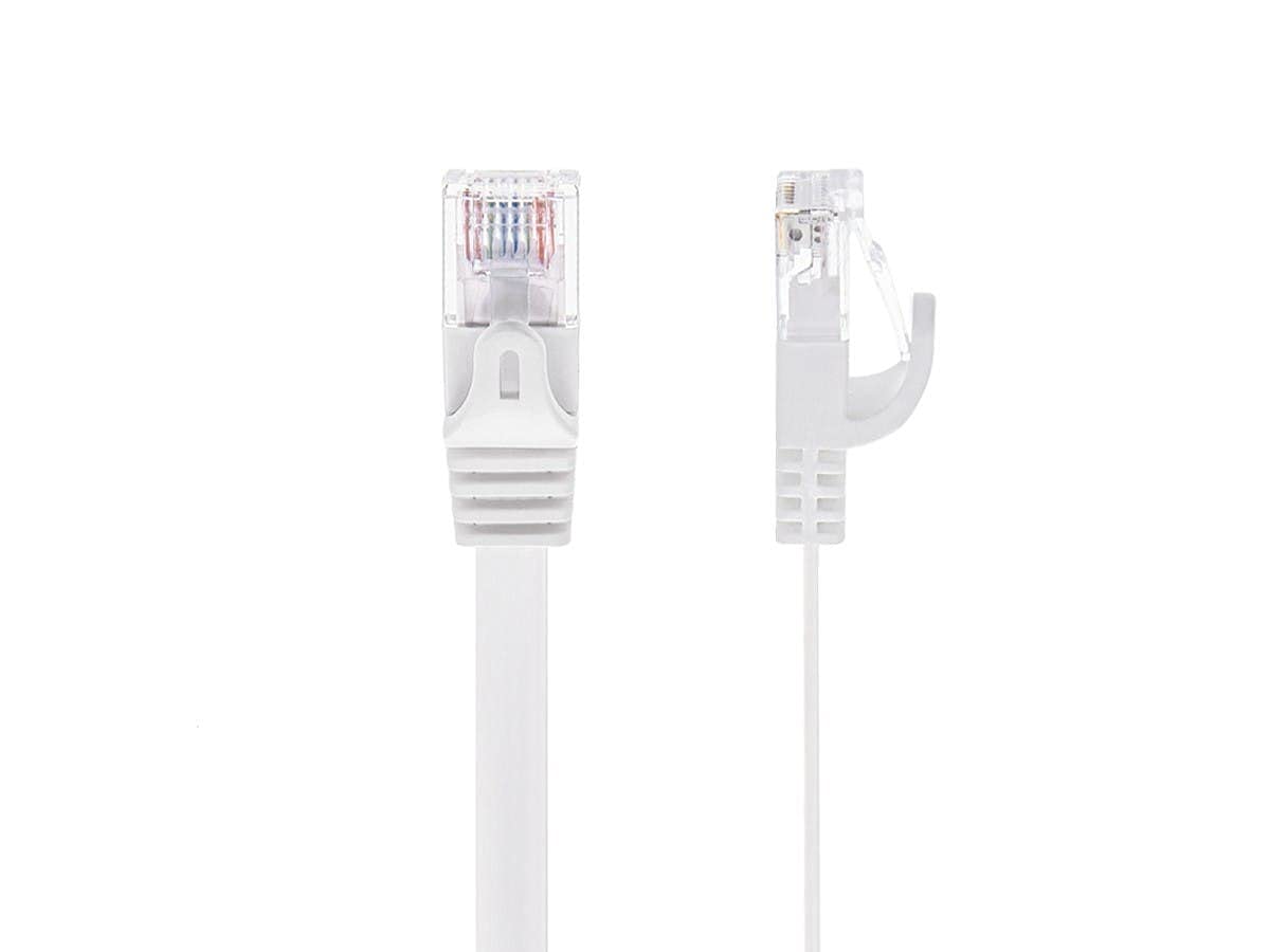 Monoprice Cat6 7Ft White Flat Patch Cable Utp 30Awg 550Mhz Pure Bare Copper Snagless Rj45 Flexboot Series Ethernet Cable