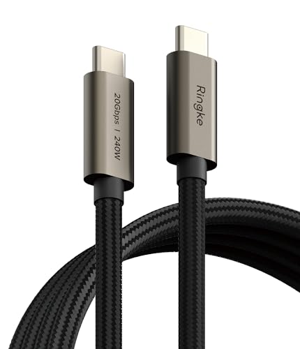 Ringke Usb 3.2 Gen 2X2 UsbC Compatible With TypeC Interfaces 20Gbps Data Transfer Speed Fast Charging Cable  2M (Black)