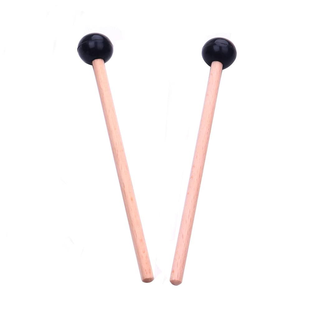 2Pcs Bell Mallets Wooden Drum Sticks Black Rubber Xylophone Mallet Percussion With Wooden Handle Instruments Kids/Student/Beginn