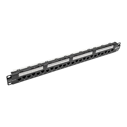 Tripp Lite 24 Port Cat6A Cat6 Cat5E Patch Panel 110 Punchdown W/Cable Management Bar Rj45 1Urm Taa (N252 024 6A),Black