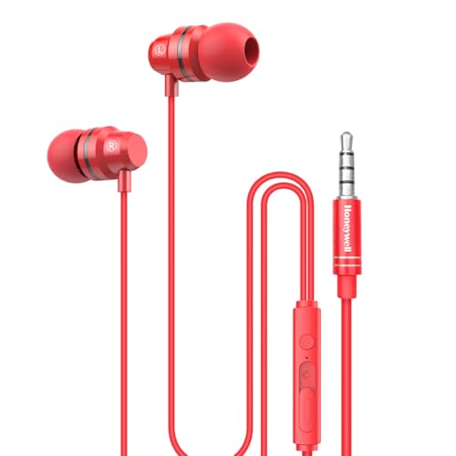 Honeywell Moxie V50 Wired Earphones With Built In Mic, 10Mm*2 Drivers, Passive Noise Cancellation, Deep Bass & Clear Sound, Ultr