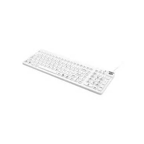 Man & Machine Really Cool Hygienic Washable Silicone Keyboard   White   Disinfectable, Full Size Qwerty With Numeric Keypad, Tru