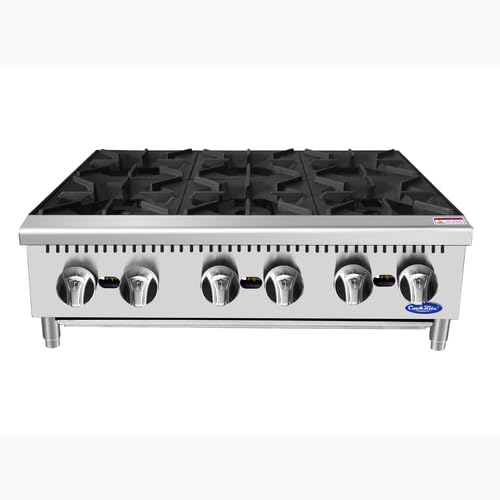 Atosa Commercial Countertop Hotplate, 6-Burner, Cast Iron Grates, Natural Gas, 36 (ACHP-6-NG)