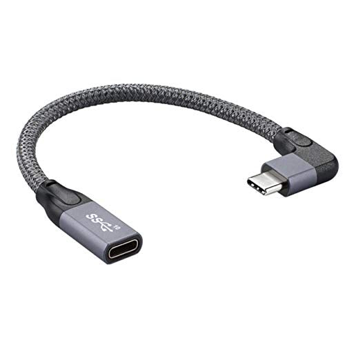 cablecc Left Right Angled USB C USB 3.1 Type C Male to Female Extension Data Cable with Sleeve for Laptop