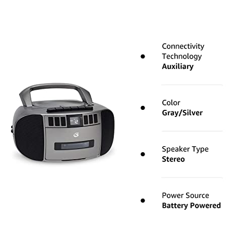 Gpx Bca209S Portable Am/Fm Boombox With Cd And Cassette Player, Silver/Gray