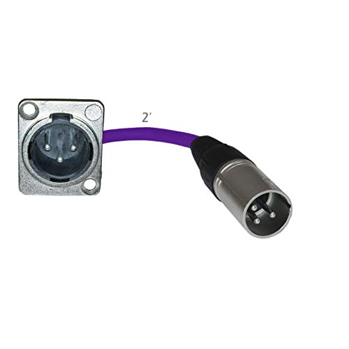Floor Stage Box Panel Mount Pigtail Drop In No Solder (Xlr Male > Xlr Male, Purple)