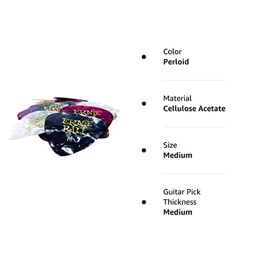 Ernie Ball Guitar Picks, Medium, Assorted Perloid, 24 Pack (P09166)