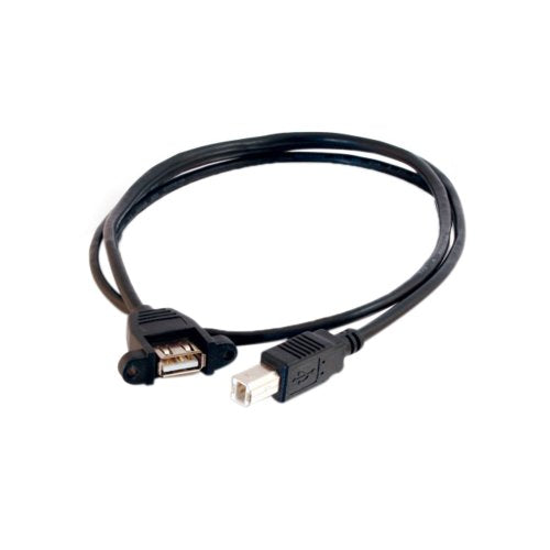 C2G Usb Cable, Usb Panel Mount, Usb 2.0 Cable, Usb A To B Cable, 2 Feet (0.60 Meters), Black, Cables To Go 28068