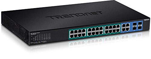 Trendnet 28 Port Gigabit Web Smart Poe+ Switch, 24 X Gigabit Ports, 4 X Shared Gigabit Ports (Rj 45 Or Sfp), 185W Poe Budget, 56