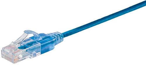 Monoprice Cat6A 30Ft Blue 10 Pk Patch Cable Utp 30Awg 10G Pure Bare Copper Snagless Rj45 Slimrun Series Ethernet Cable