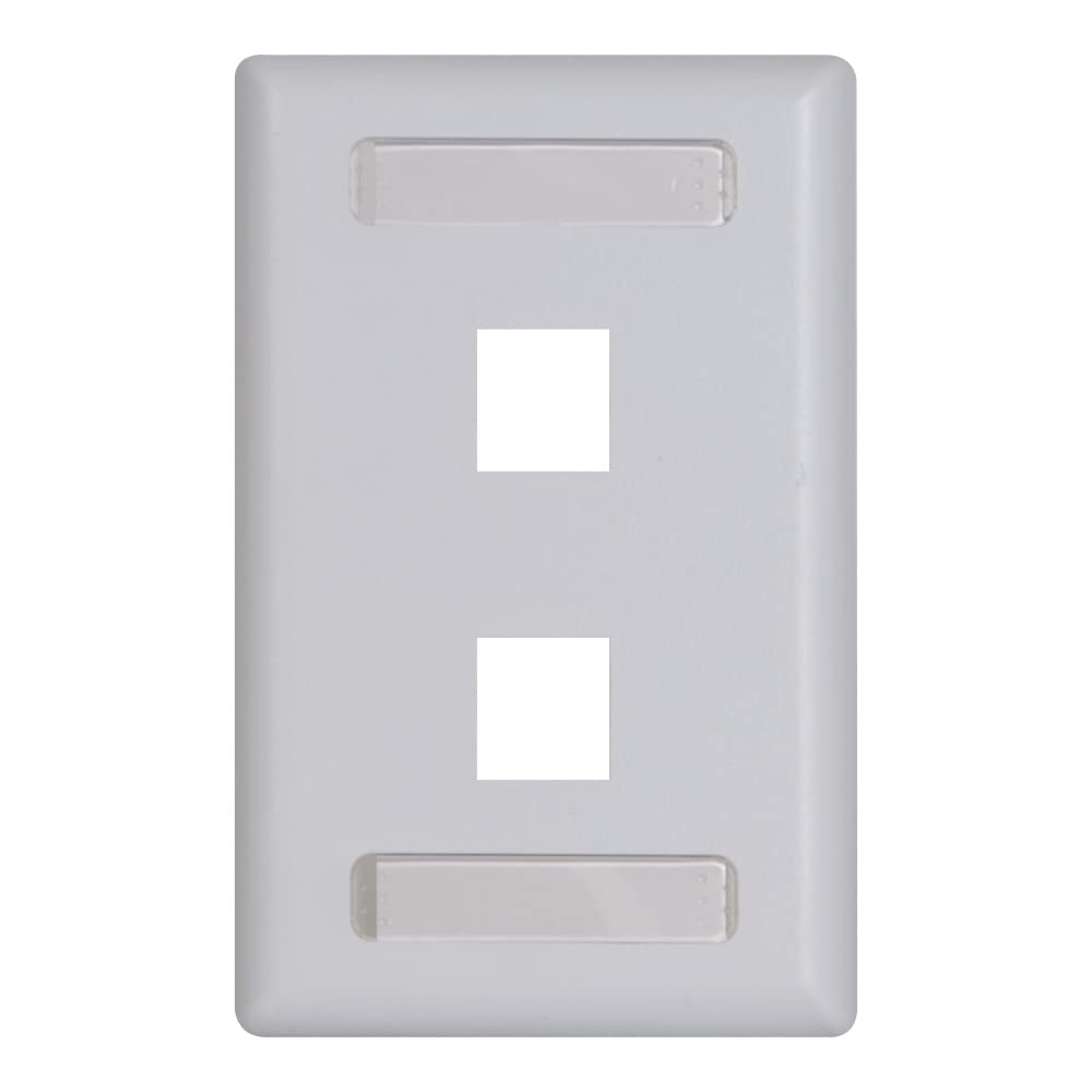 Icc Station Id Faceplate With 2 Ports For Ez/Hd Style In Single Gang, White, Single