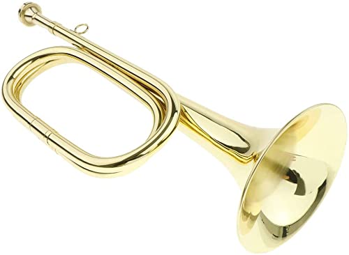 Tuoren Gold Bugle Cavalry Trumpet Brass Instrument For School Band Cavalry Beginner Military Orchestra W/Carrying Bag
