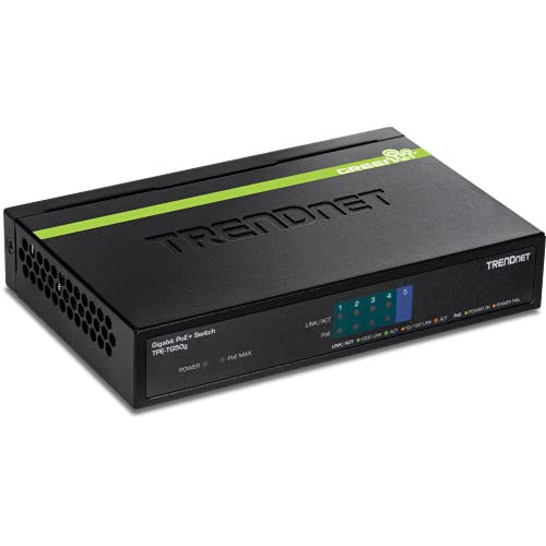 Trendnet 5 Port Gigabit Poe+ Switch, 31 W Poe Budget, 10 Gbps Switching Capacity, Data & Power Through Ethernet To Poe Access Po