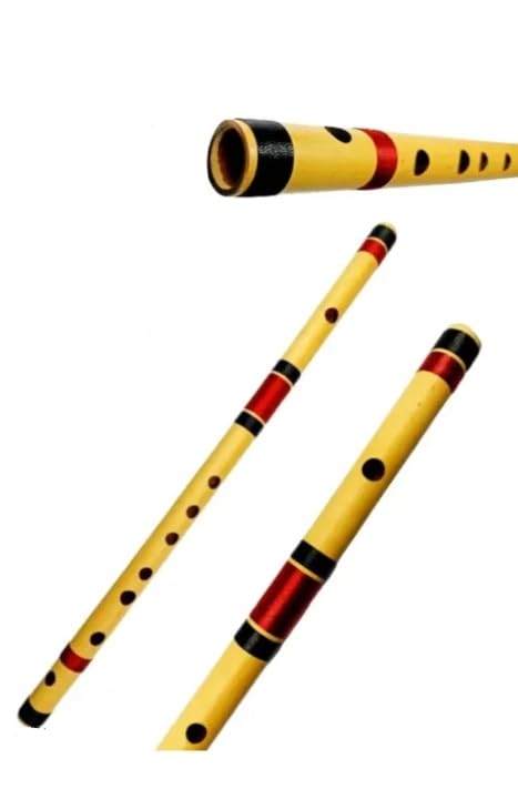 C Natural Medium Scale & Indian Professional Right Handed Bamboo Flute 19.5 Inch Size 48 Cm Length With Free Carry Bag The Gold