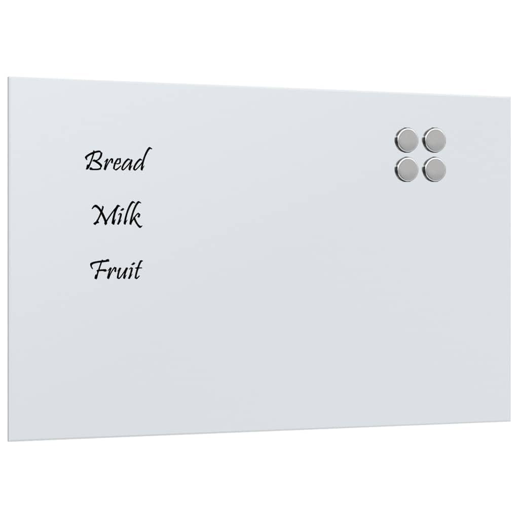 vidaXL Wallmounted Magnetic Board White 31.5inchx19.7inch Tempered Glass