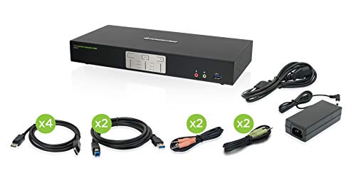 Iogear 2 Port 4K Dual View Displayport Kvmp With Usb 3.0 Hub And Audio (Gcs1942)