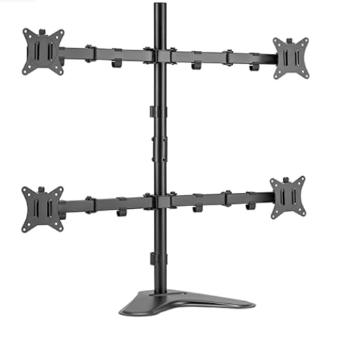 Quad Monitor Stand, 4 Monitor Mount for 17 to 32 inch Computer Screens,Hold up to 19.8lbs Each,Fully Adjustable Stacked 4 Monitor Desk Mount,Black