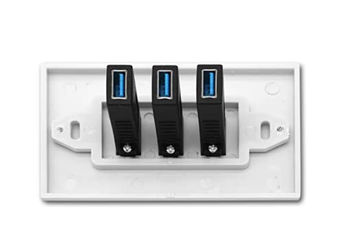 4.2A Usb 3.0 Wall Plate, Halokny 3 Port Usb3.0 Female Component Composite Wall Data Transmission And Charger Outlet Mount Socket