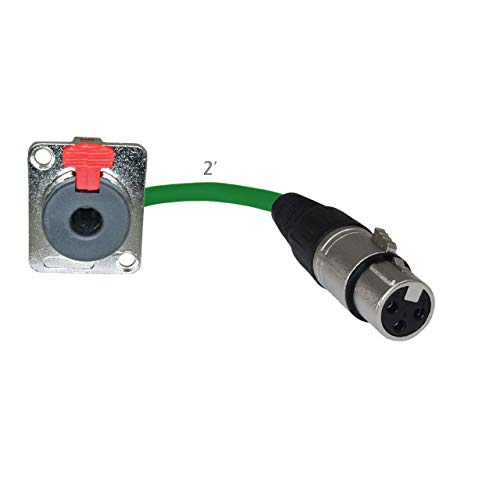 MCSPROAUDIO 2ft Pigtail: 1/4 TRS Panel Mount to XLR Female Plug (Green)