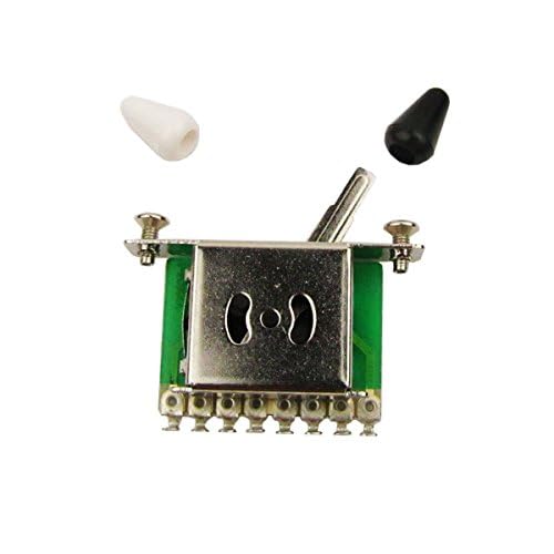 Musiclily Imported Style Metric 5 Way Guitar Toggle Switch Pickup Selector For Fender Tele Telecaster Replacement, Black And Whi