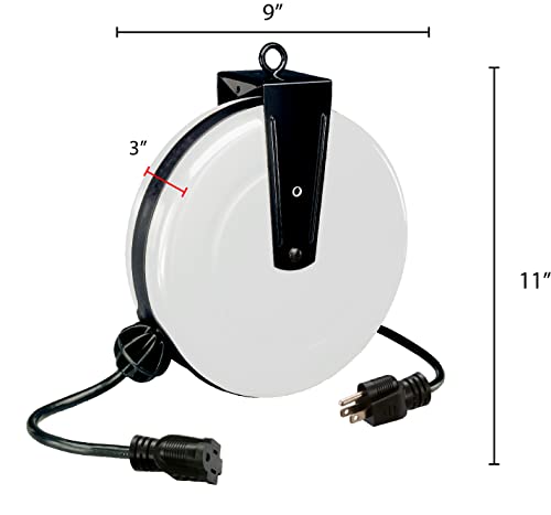 Alert Proreel 5000A 30Gfs Heavy Duty Retractable Extension Cord Reel | 30'   16/3 Sjt Retracting Cord | Single Grounded Outlet
