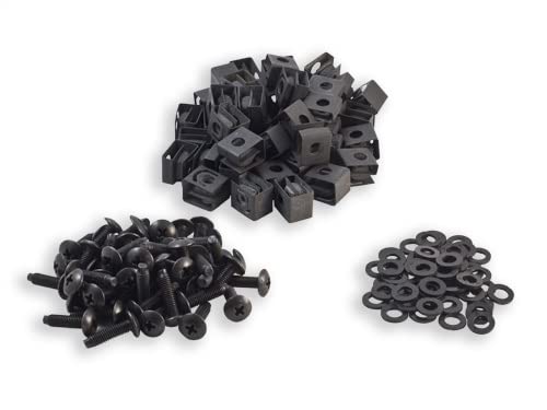 Rackgold Black 10 32 Slide On Cage Nut & Screws W/Washers 50 Pack   Usa Made