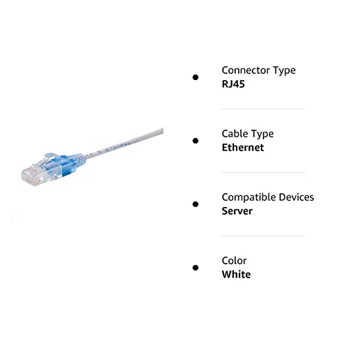 Monoprice Cat6A 25Ft White 5 Pk Patch Cable Utp 30Awg 10G Pure Bare Copper Snagless Rj45 Slimrun Series Ethernet Cable