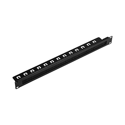 Navepoint 1U Rack Mount Cable Management Panel With Tidy Brush Slot For Cable Entry For 19 Inch Rack Or Cabinet Black