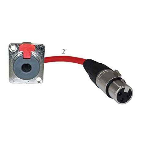 MCSPROAUDIO 2ft Pigtail: 1/4 TRS Panel Mount to XLR Female Plug (Red)
