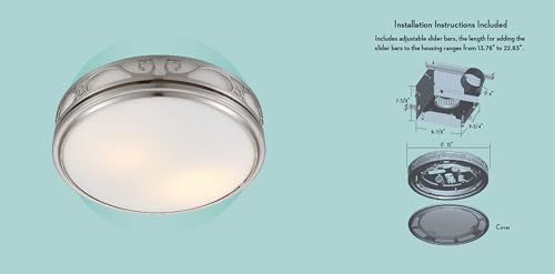 Good Housekeeping Roman (83008) Decorative 110 Cfm 3.0 Sones Bathroom Ventilation Exhaust Fan With Light & Night Light (Brushed