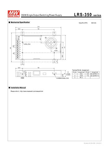 Mean Well Lrs 350 24 350.4W 24V 14.6 Amp Single Output Switchable Power