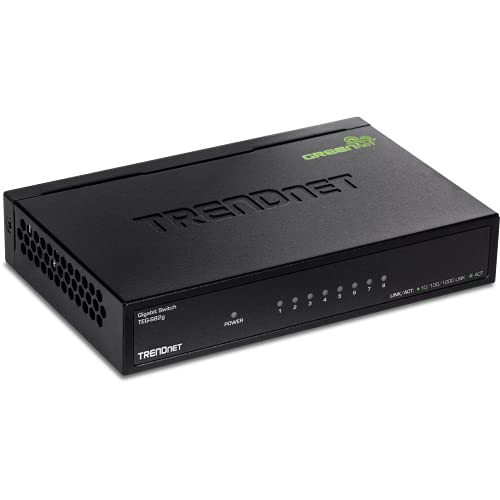 Trendnet 8 Port Gigabit Greennet Switch, Ethernet Network Switch, 8 X 10 100 1000 Mbps Gigabit Ethernet Ports, 16 Gbps Switching