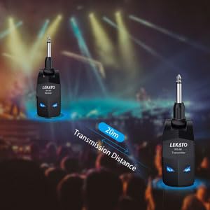 Lekato 2.4Ghz Wireless Guitar System Audio Wireless Transmitter And Receiver Rechargeable Guitar Wireless System With 4 Channels