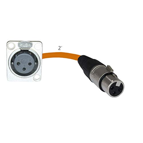 MCSPROAUDIO 2ft Pigtail: XLR Female Panel Mount to XLR Female Plug (Orange)