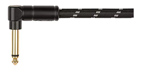 Fender Deluxe Series Coiled Instrument Cable, Guitar Cable, Stocking Stuffers, Guitar Accessories, Straight/Angle, Black Tweed,