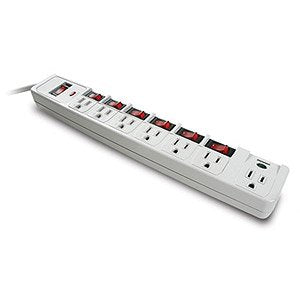 7 Outlet Surge Protector W/Individual Switches
