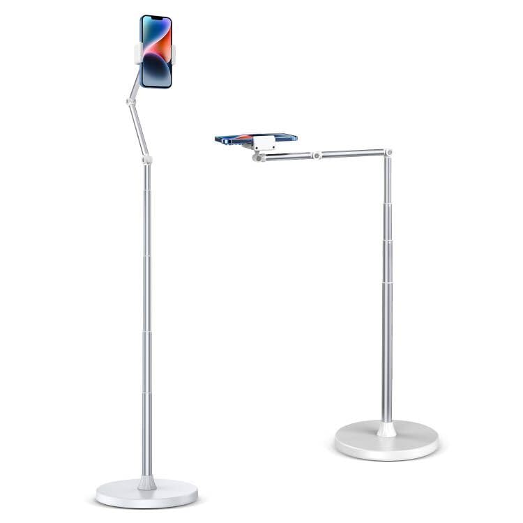 Overhead Phone Mount Floor Phone Holder Stand, Tripod For Recording Cooking Videos, Bedside Adjustable Arm Reading Stand, 360 Ro