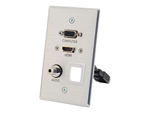 C2G 41013 Composite Video And Rca Stereo Audio Pass Through Single Gang Wall Plate, Brushed Aluminum