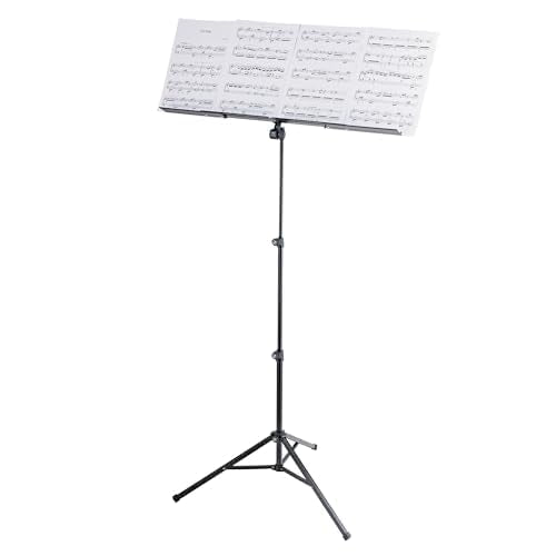 K&M   Konig & Meyer 10062.015.55 Music Stand Robby Plus   Extra Wide Expandable Desk   Sturdy Base   Adjustable Height   Compact   Professional Grade For Musicians   German Made   Black