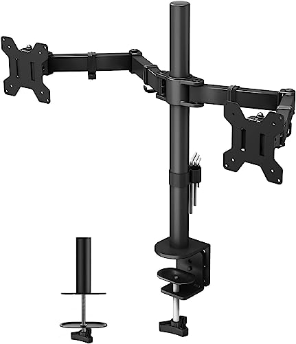 Bontec Dual Monitor Desk Mount, Monitor Stand For 13 27 Inch Lcd Led 2 Monitors, Ergonomic Full Motion Heavy Duty Double Arms Ho
