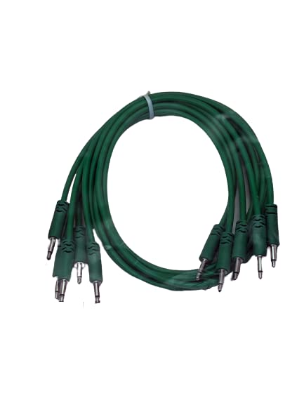 Luigis Modular Supply Spaghetti Eurorack Patch Cables   Package Of 5 Green Cables, 24 (60 Cm)
