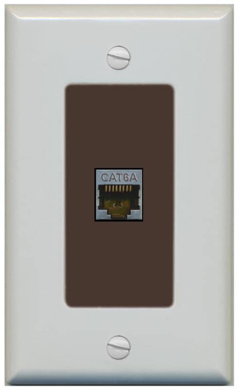 Riteav Cat 6A 1 Port Shielded Cat6A Wall Plate 1 Gang Decorative   1 Gang [Gray/Brown]