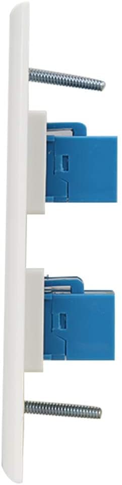 Ethernet Wall Plate 4 Port, Cat 6 Ethernet Wall Outlet Female Female, Compatible With Cat7/6/6E/5/5E Rj45 Jack Keystone Inline Coupler Wallplate Devices   Ethernet Plug In Wall Outlet   Blue