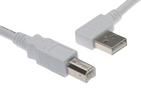 6Ft. White Usb Cable A Left Angle To B High Speed Usb 2.0 Device Cable