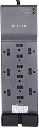 Belkin 12 Outlet Home And Office Series Surge Protector, 8Ft Cord, Gray