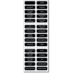 Blue Sea Systems Label Kit, Ac Panel, 30 Basic Labels